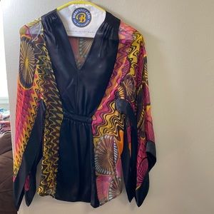 Missoni Black Swim Coverup with Pink, Yellow and Orange Pattern